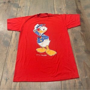 Vintage The Walt Disney By Velva Sheen Donald Duck Women’s Red T-Shirt Size: SM